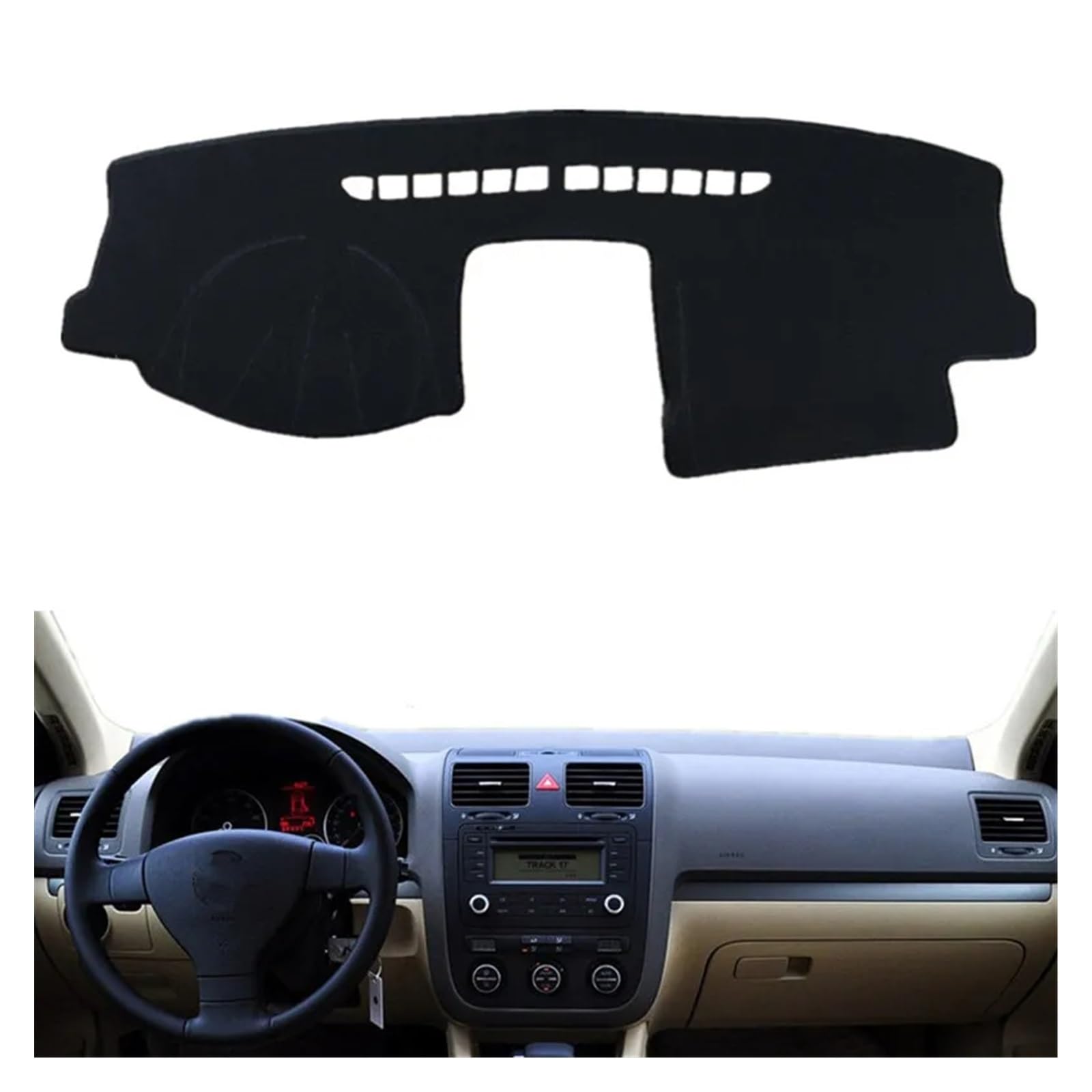 Für VW Für Golf 5 Für MK5 2004 2005-2009 Dashmat Dashboard-Abdeckung Pad Matte Anti-Glare Dash Sonnenschutz Teppich Teppich Dash Matte Sonnenschutz Matte(Schwarz,Lhd) von MAMEFVBB