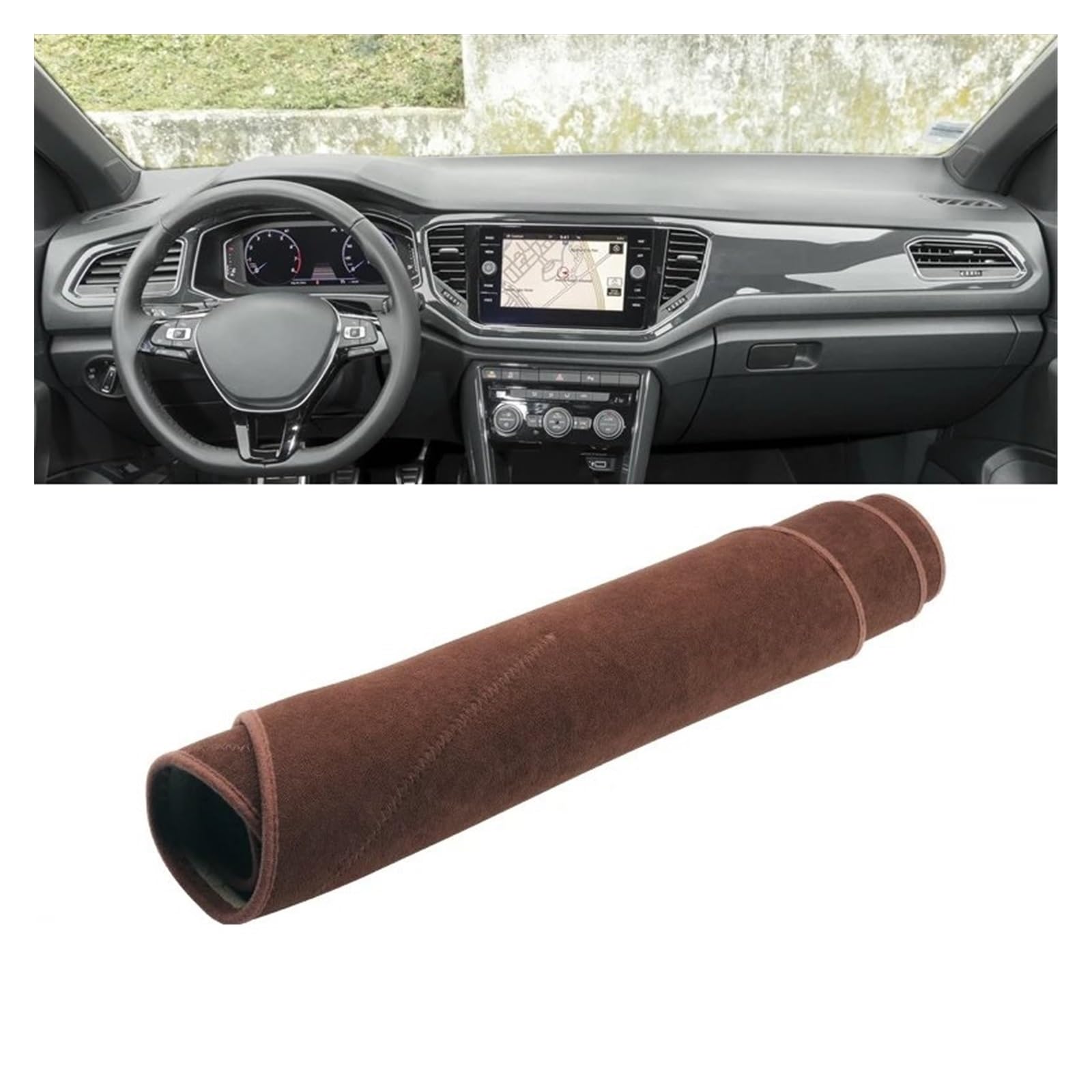 Für VW Für T-ROC Für T ROC Für TROC 2018 2019 2020 2021 2022 2023 Auto-Armaturenbrett-Abdeckung Sonnenschutzmatten Pad Dash Matte Sonnenschutz Matte(B Brown LHD) von MAMEFVBB