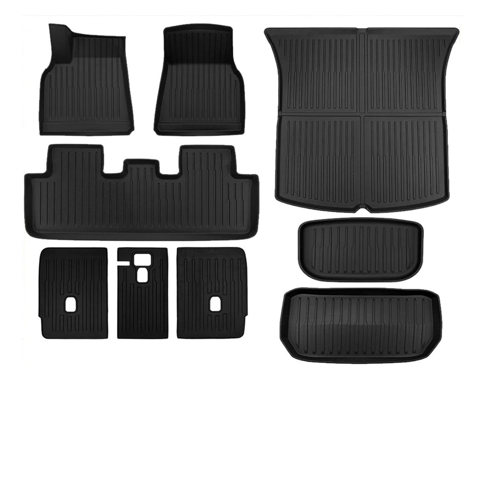 Kofferraumwanne All Weather Full Set Cargo Liners 3D TPE Geruchlose Bodenmatte Kofferraum Frunk Matte TPE Für Tesla Für Modell Y Fußmatten 2024 2023 2022 2021 Auto Kofferraummatte(9pcs Sets,Lhd) von MAMEFVBB