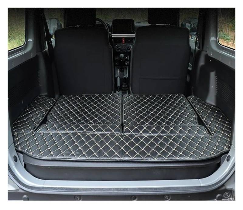 Kofferraumwanne Benutzerdefinierte Kofferraummatte JB74 Umbauteile Leder Für Cargo Liner Heckklappenpolster Zubehör Für Suzuki Für Jimny 2007–2025 Auto Kofferraummatte(Full Black Beige,2019-25) von MAMEFVBB