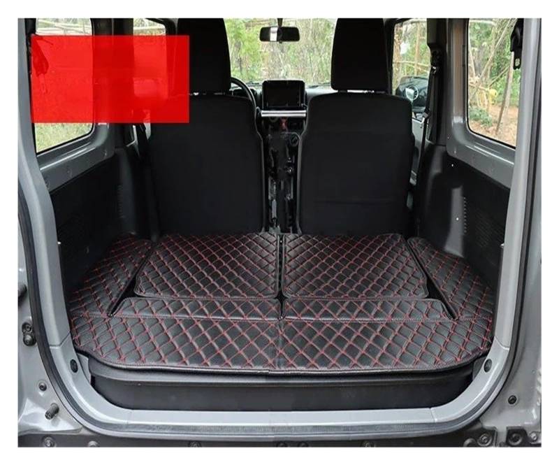 Kofferraumwanne Benutzerdefinierte Kofferraummatte JB74 Umbauteile Leder Für Cargo Liner Heckklappenpolster Zubehör Für Suzuki Für Jimny 2007–2025 Auto Kofferraummatte(Full Black Red,2019-25) von MAMEFVBB