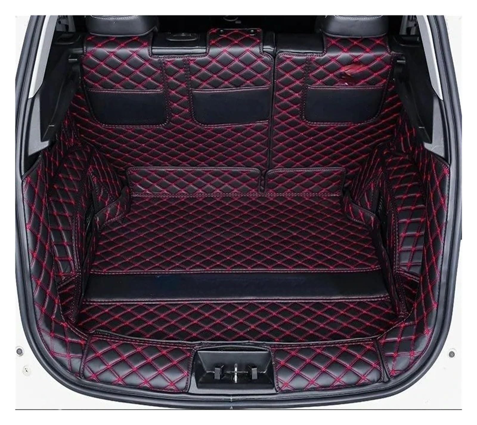 Kofferraumwanne Für Chery Für Tiggo 4 Pro 2023 2024 Vollständige Abdeckung Auto Stamm Matten Auto Zubehör Auto Matte Innen Cargo-Liner Auto Kofferraummatte(Pull Rope Black red) von MAMEFVBB