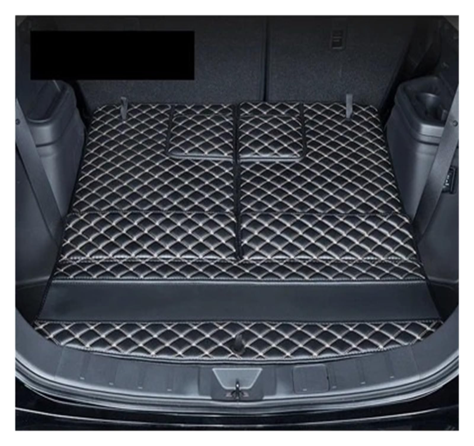 Kofferraumwanne Für Mitsubishi Für Outlander 2013 2014 2015 2016 2017 2018 2019 2020 2021 Custom Leder Stamm Matte Matten Teppich Teppich Zubehör Auto Kofferraummatte(A Black Beige) von MAMEFVBB