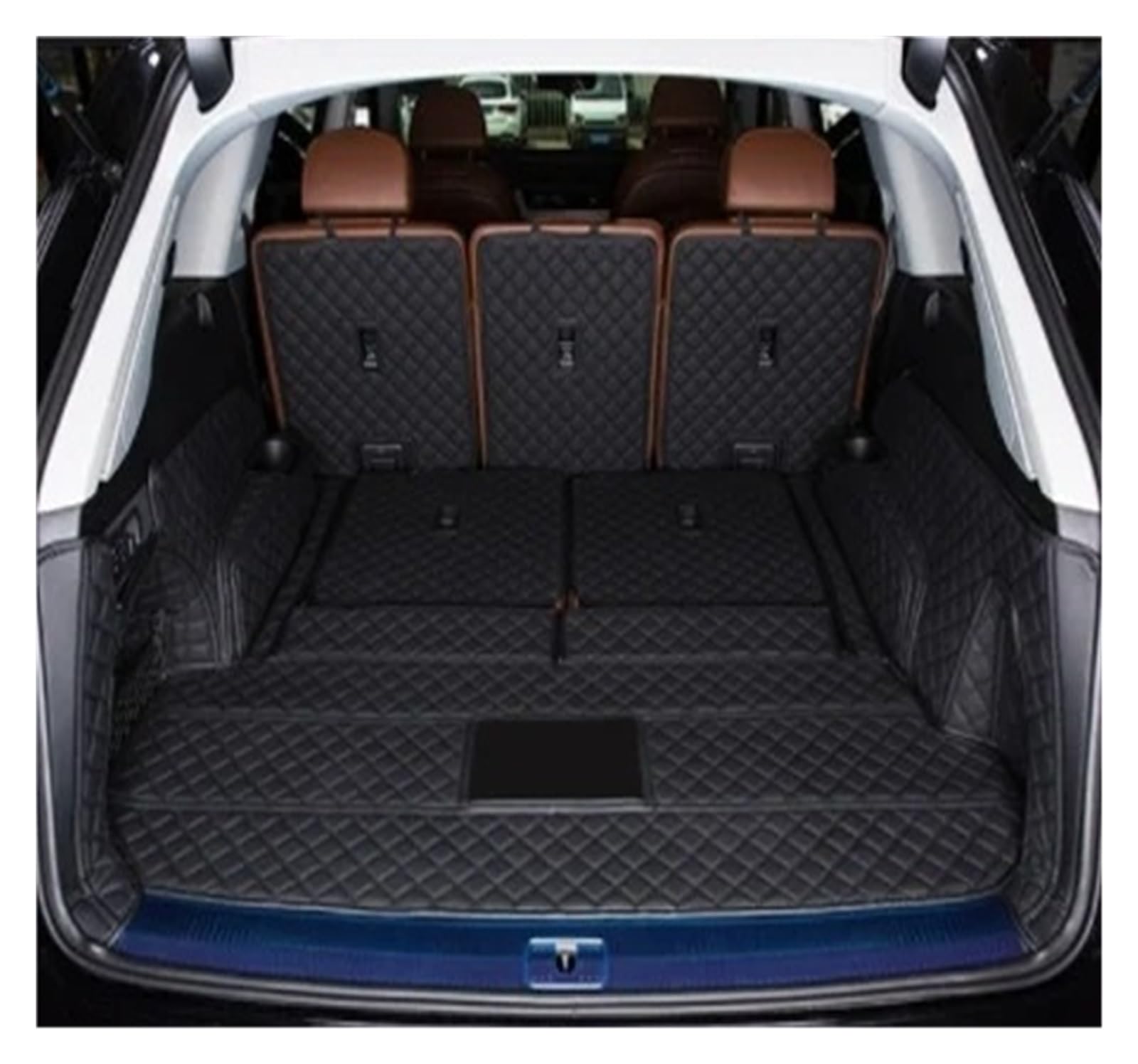 Kofferraumwanne Für Q7 7 Sitzer 2022 Für Cargo-Liner Accesorios para Auto Alfombrillas Coche Tapetes para Carro Leder Kofferraum Matten Auto Kofferraummatte(B Black with) von MAMEFVBB