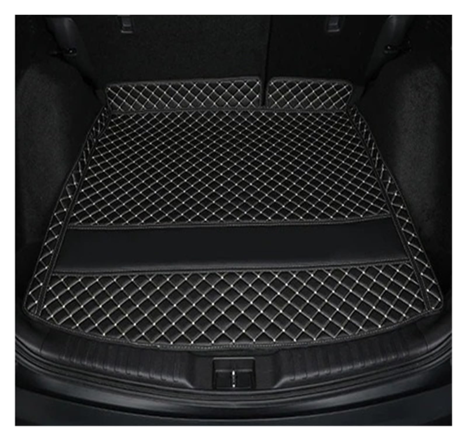 Kofferraumwanne Für Skoda Für Kodiaq 2017-2019 7 Sitze Nur Untere Matte Trunk Cargo Leder Liner Auto Boot Liner Fracht Fach Boden Teppich Schlamm Auto Kofferraummatte(Black beige) von MAMEFVBB