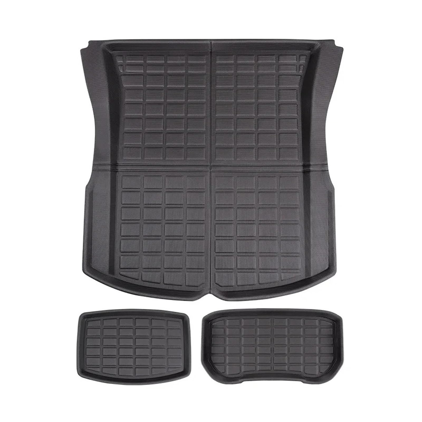 Kofferraumwanne Für Tesla Refreshed Für Modell 3 Highland 2024 Passgenaue Fußmatten Allwetter-Teppichbezug Wasserdichtes XPE-Material Auto Kofferraummatte(3pcs Trunk mat) von MAMEFVBB