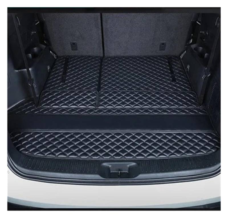 Kofferraumwanne Für Toyota Für Highlander 7 Sitze 2014-2019 Custom Leder Kofferraum Matte Cargo-Liner Wasserdicht Langlebige Boot Teppiche Fracht Auto Kofferraummatte(A Black with) von MAMEFVBB