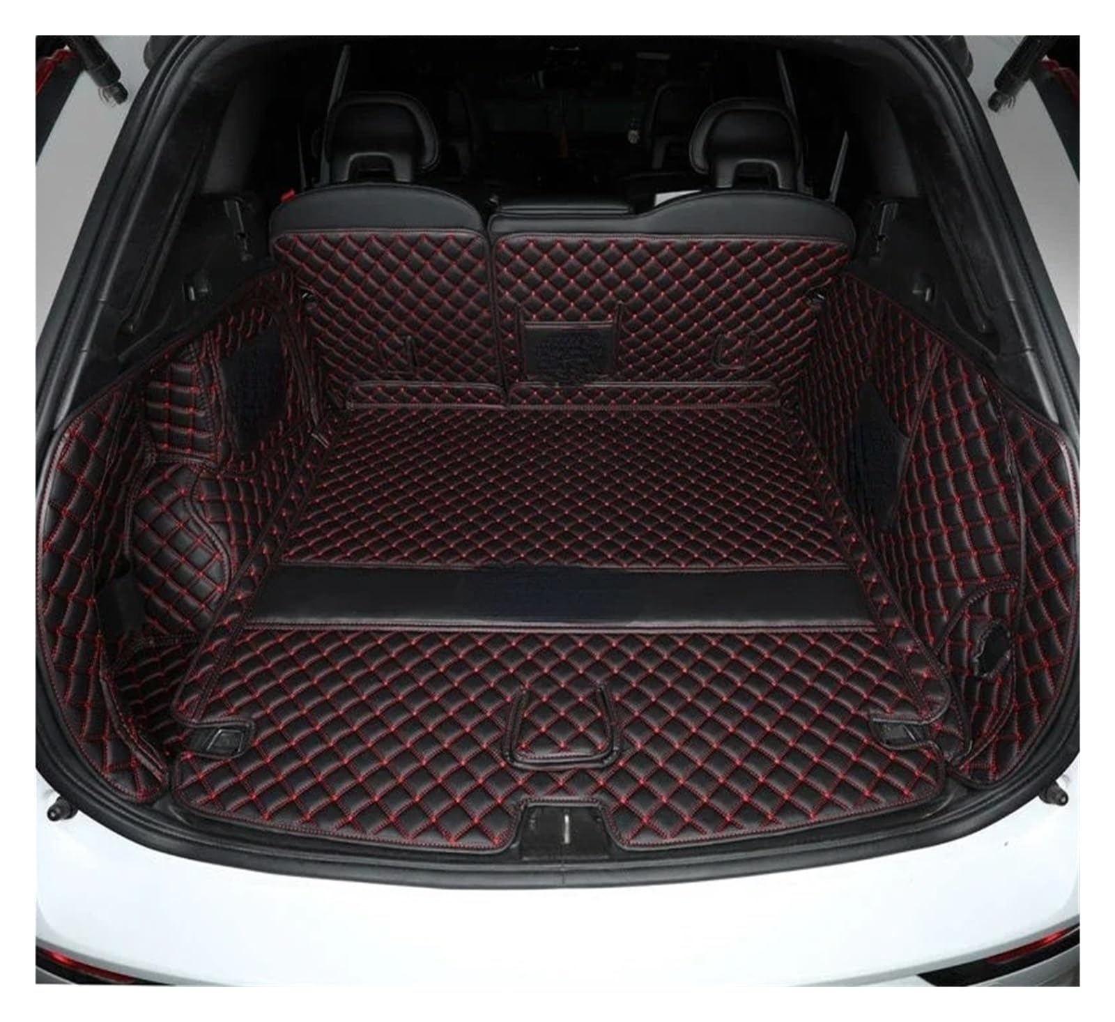 Kofferraumwanne Kofferraum Matte wasserdichte Schutz Pad Lether Innen Für Cargo-Liner Auto Styling Für Volvo XC40 Zubehör Auto Kofferraummatte(Full Black Red) von MAMEFVBB