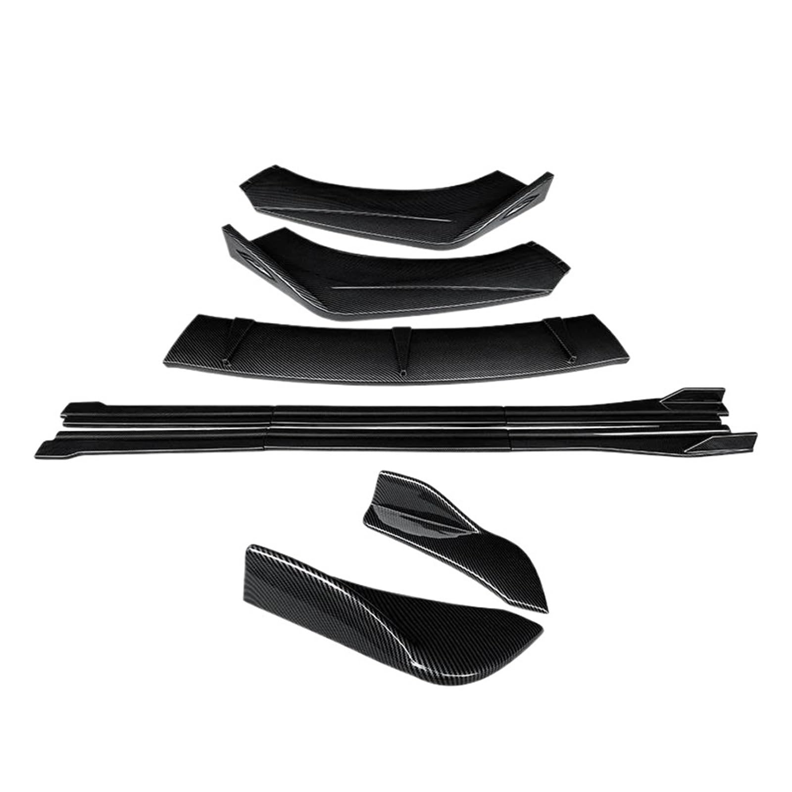 Seitenschürze Für 718 981 2016-2022 Auto Front Stoßstange Splitter Lip Body Kit Spoiler Seite Röcke Extensions Hinten Wrap Winkel Shark Fins Splitter(Kohlefaser-Optik) von MAMEFVBB