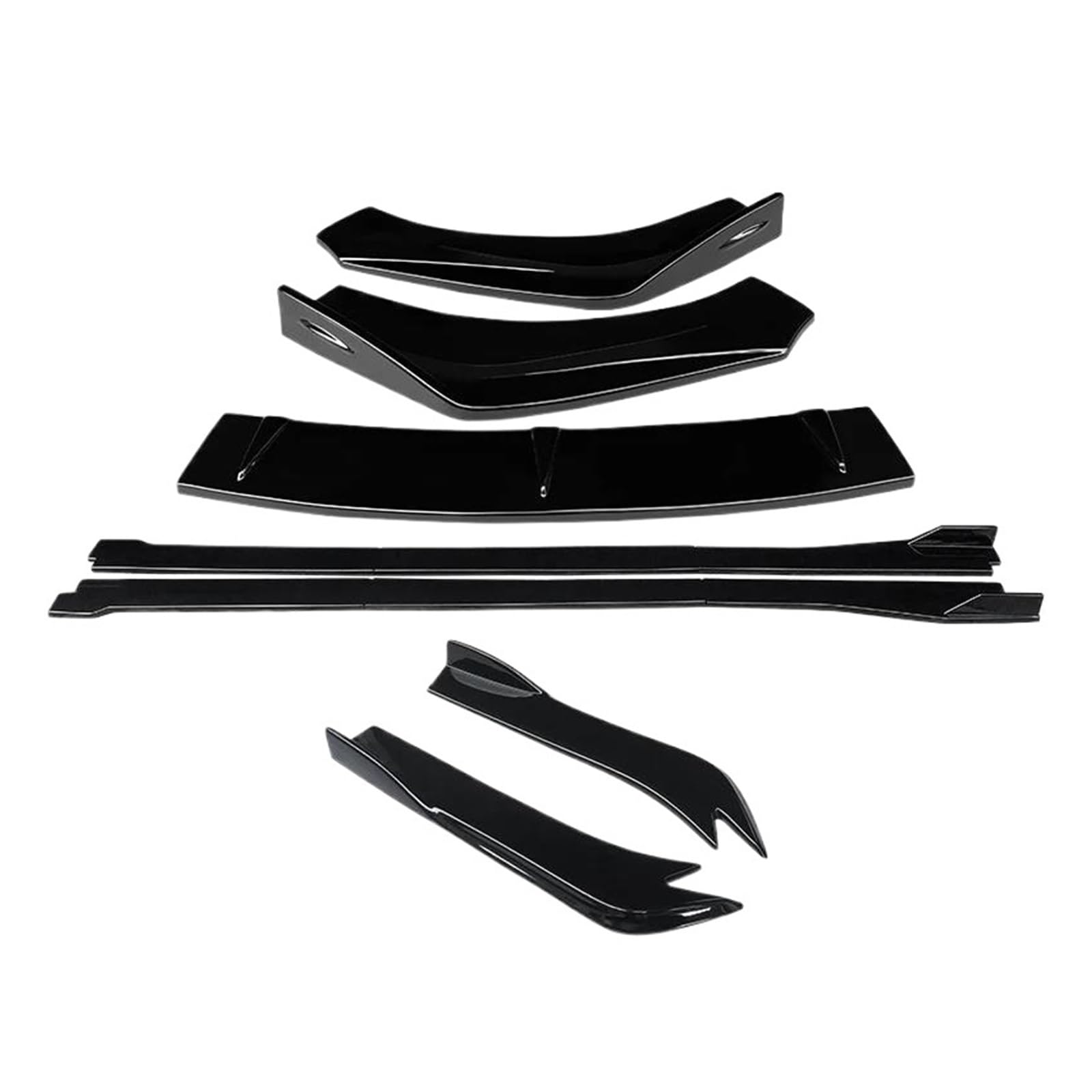 Seitenschürze Für Kia K5 Für Kaiku 2020-2022 Auto Front Stoßstange Splitter Lip Body Kit Spoiler Seitenschweller Erweiterungen Hinten Wrap Winkel Shark Fins ABS Splitter(Gloss Black) von MAMEFVBB