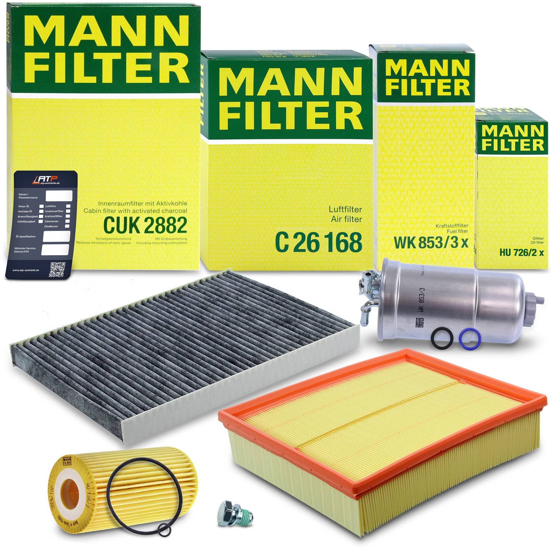 MANN-FILTER Inspektionspaket Filterset 1x Ölfilter, 1x Kraftstofffilter, 1x Luftfilter, 1x Innenraumfilter Kompatibel mit SKODA SUPERB 1 (3U4), VW PASSAT B5 (3B2)(3B5), PASSAT B5.5 (3B3)(3B6) von MANN-FILTER