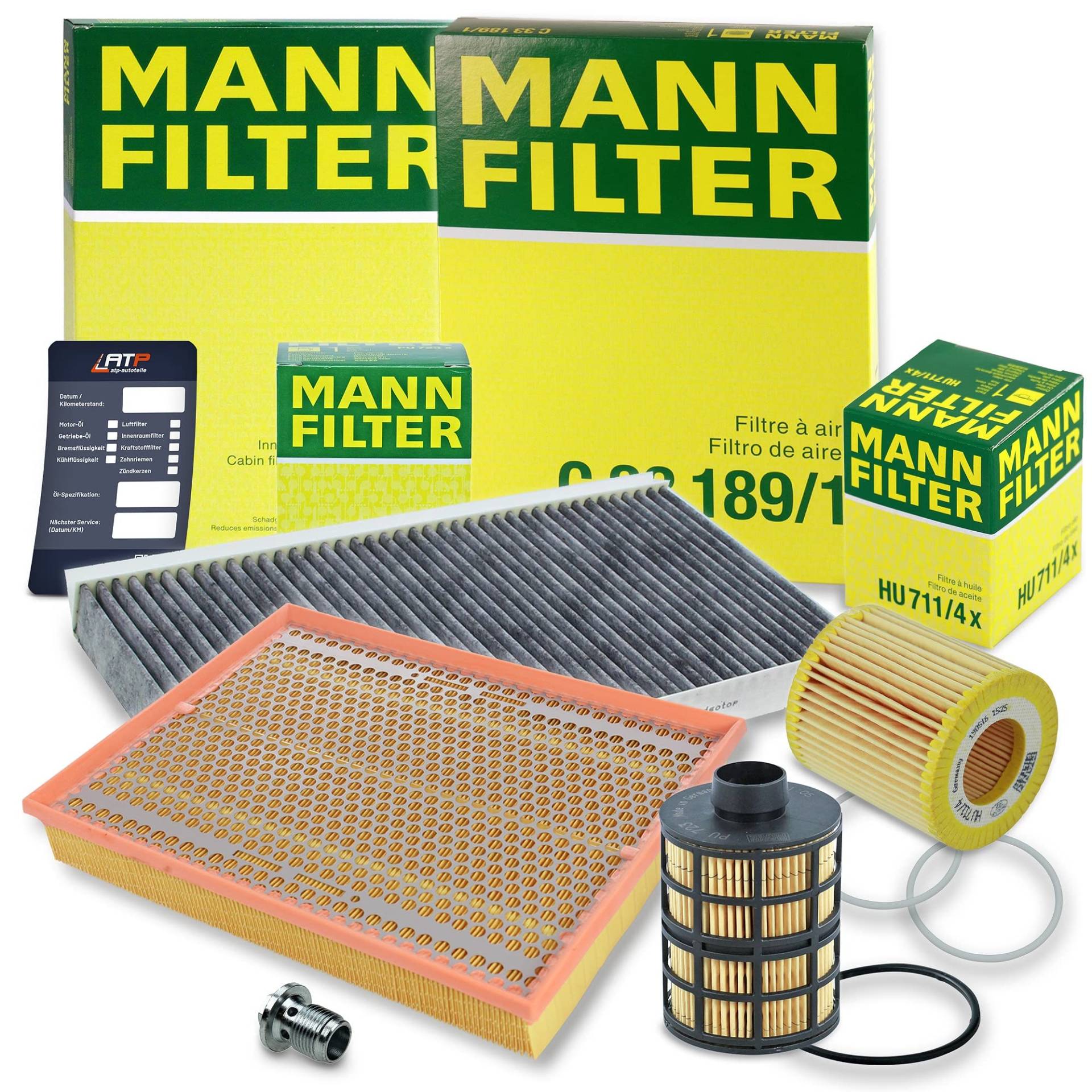 MANN-FILTER Inspektionspaket Filterset 1x Ölfilter, 1x Luftfilter, 1x Innenraumfilter, 1x Kraftstofffilter, 1x Ölablassschraube Kompatibel mit OPEL SIGNUM CC (Z03), VECTRA C (Z02), von MANN-FILTER