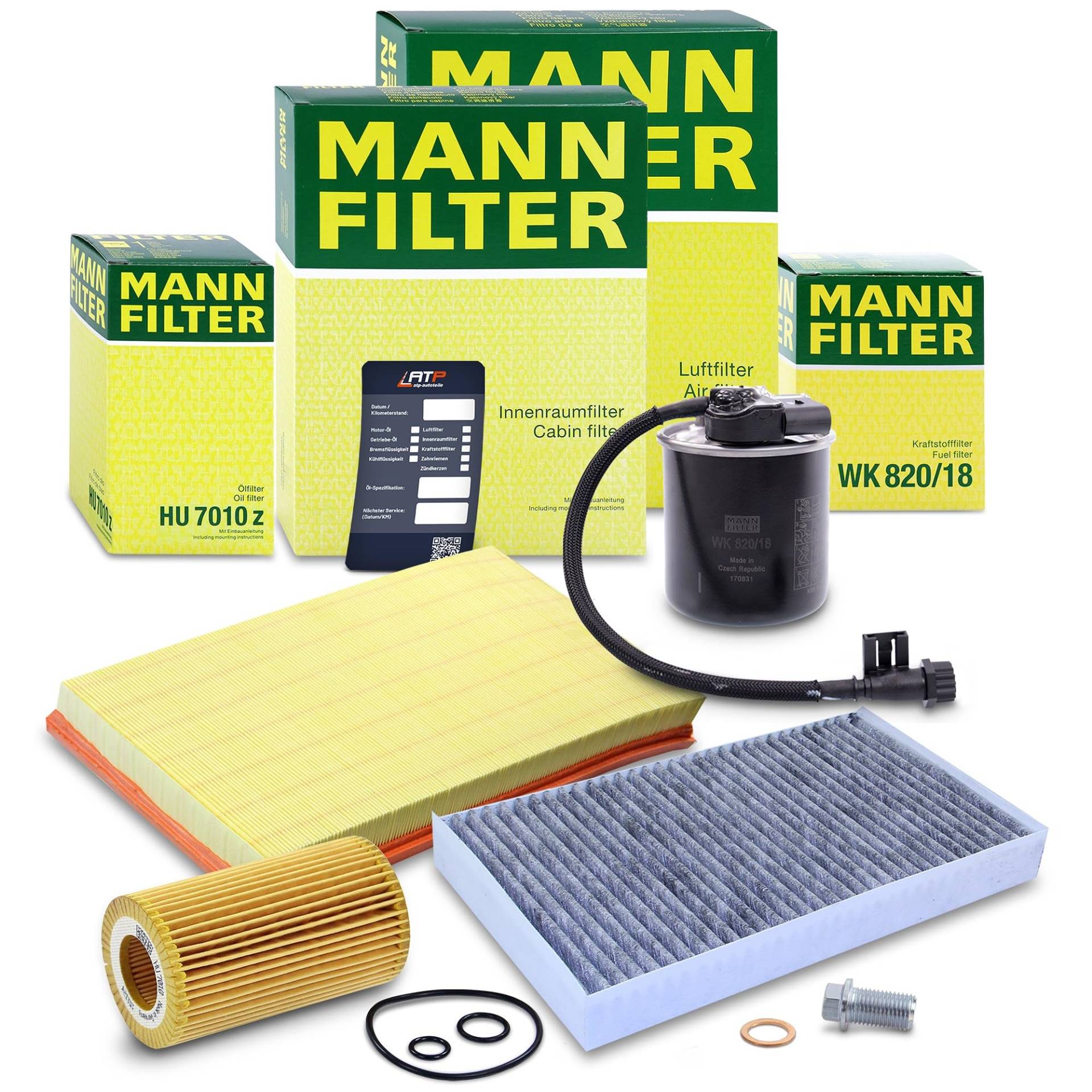 MANN-FILTER Inspektionspaket Filterset 1x Ölfilter, 1x Luftfilter, 1x Innenraumfilter (Aktivkohlefilter), 1x Kraftstofffilter Kompatibel mit MERCEDES VIANO (W639), VITO/MIXTO (W639) von MANN-FILTER