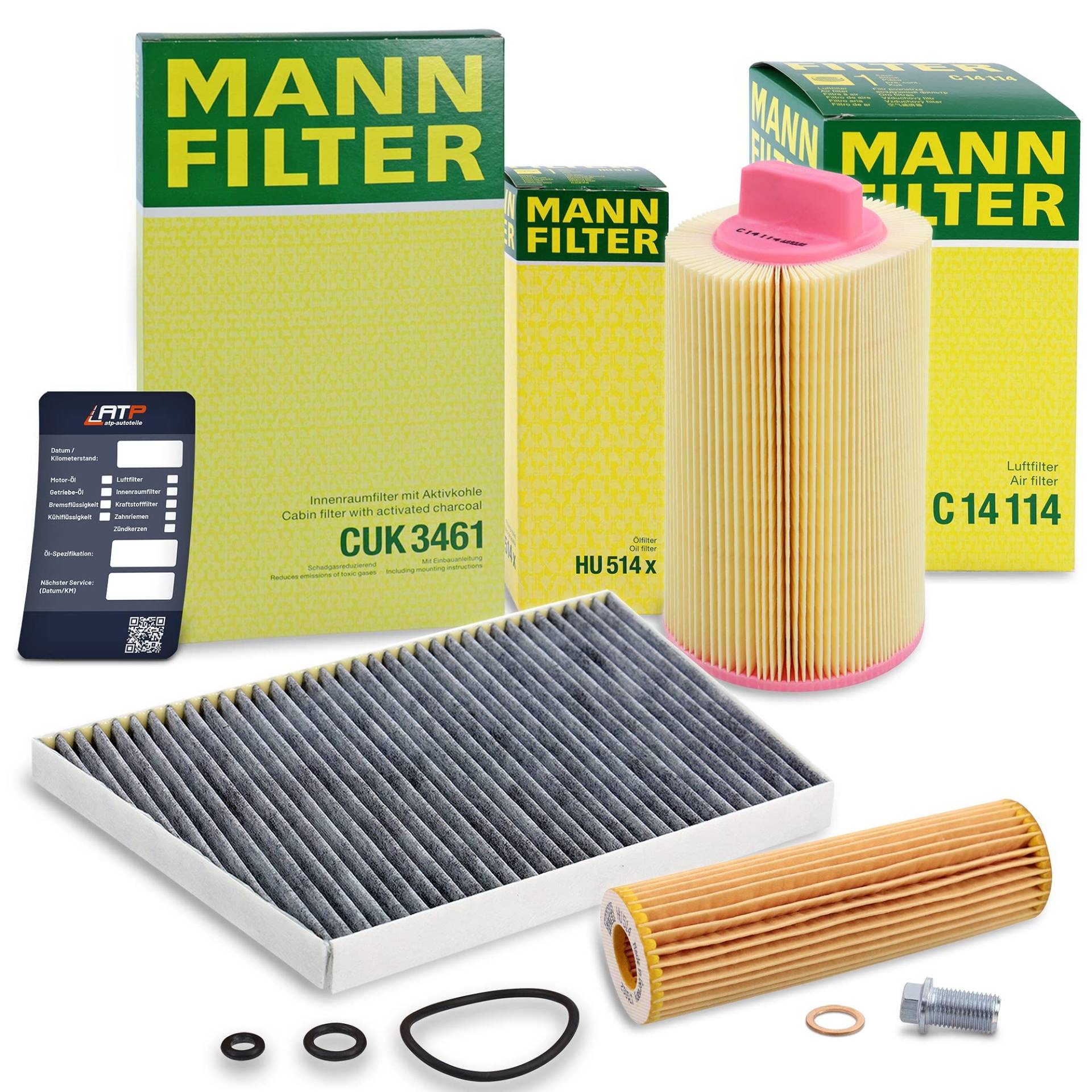 MANN-FILTER Inspektionspaket Filterset 1x Ölfilter, 1x Luftfilter, 1x Innenraumfilter (Aktivkohlefilter) Kompatibel mit MERCEDES C-Klasse (W203) (CL203) (S203), CLC-Klasse (CL203), CLK (C209)(A209) von MANN-FILTER