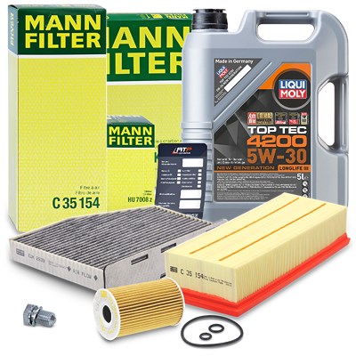 Mann-filter Inspektionspaket A + 5L 5W-30 Motoröl für Audi, VW, Seat, Skoda von MANN-FILTER