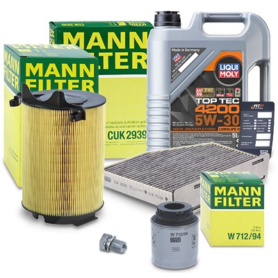 Mann-filter Inspektionspaket A + 5l 5W-30 Motoröl für Audi, Seat, Skoda, VW von MANN-FILTER