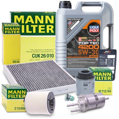 Mann-filter Inspektionspaket B + 5l 5W-30 Motoröl für Audi, Seat, Skoda, VW von MANN-FILTER