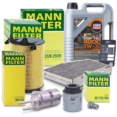 Mann-filter Inspektionspaket B + 5l 5W-30 Motoröl für Audi, Seat, Skoda, VW von MANN-FILTER