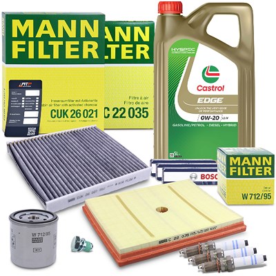 Mann-filter Inspektionspaket SET C + 5L 0W-20 LL Motoröl für Audi, Seat, Skoda, VW von MANN-FILTER