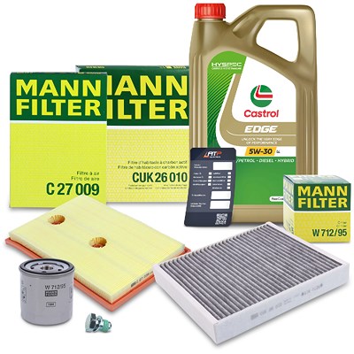 Mann-filter Inspektionspaket Set A + 5l 5W-30 Motoröl für Audi, Seat, Skoda, VW von MANN-FILTER