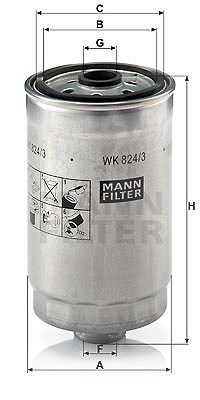 Mann-filter Kraftstofffilter [Hersteller-Nr. WK824/3] für Kia, Hyundai von MANN-FILTER