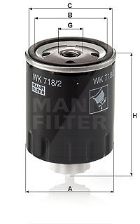 Mann-filter Kraftstofffilter [Hersteller-Nr. WK718/2] für Mitsubishi, Opel, Renault, Volvo von MANN-FILTER