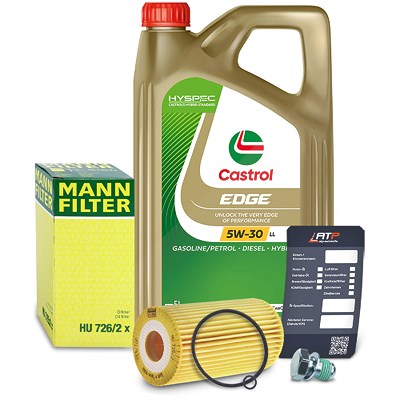 Mann-filter Ölfilter+Schraube+5 L Castrol 5W-30 LL für Audi, Ford, Seat, Skoda, VW von MANN-FILTER