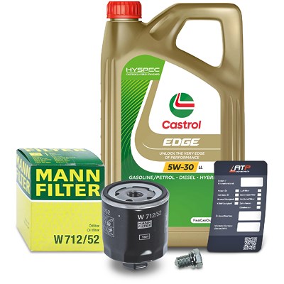 Mann-filter Ölfilter+Schraube+5 L Castrol 5W-30 LL für Skoda, VW, Seat von MANN-FILTER