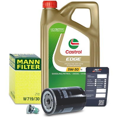 Mann-filter Ölfilter+Schraube+5 L Castrol 5W-30 LL für Audi, Seat, Skoda, VW von MANN-FILTER