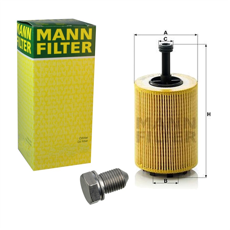 Mann ?lfilter+Febi ?lablassschraube+Dichtring Audi Chrysler Jeep Mitsubishi Seat Skoda VW von MANN-FILTER