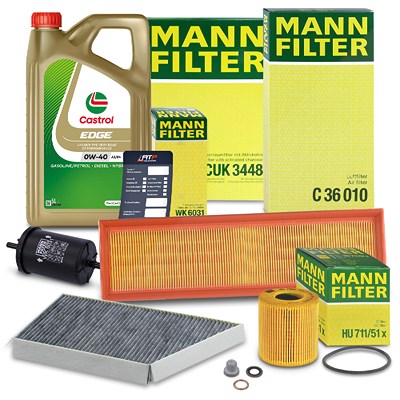 Mann-filter Inspektionspaket B+5L CASTROL EDGE FST 0W-40 A3/B4 für Peugeot von MANN-FILTER