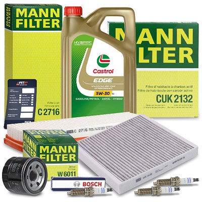 Mann-filter Inspektionspaket Filtersatz SET C + Castrol Öl für Smart von MANN-FILTER