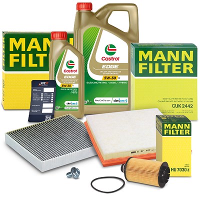 Mann-filter Inspektionspaket SET A + 6L CASTROL EDGE 5W-30 Motoröl von MANN-FILTER