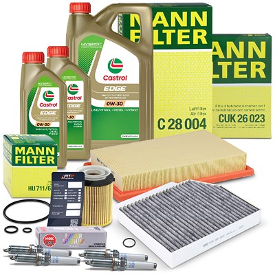 Mann-filter Inspektionspaket SET C + 7L CASTROL EDGE 0W-30 Motoröl für Mercedes-Benz von MANN-FILTER