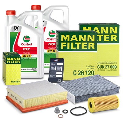 Mann-filter Inspektionspaket Set A + 10l 5W-30 Motoröl für Fiat, Nissan, Renault von MANN-FILTER