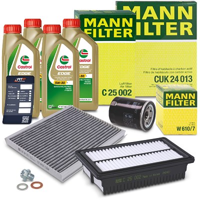 Mann-filter Inspektionspaket Set A + 4l 5W-30 Motoröl für Hyundai von MANN-FILTER