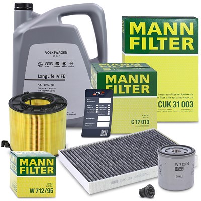 Mann-filter Inspektionspaket Set A + 5l 0W-20 IV FE Motoröl für Audi von MANN-FILTER