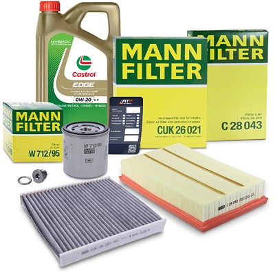 Mann-filter Inspektionspaket Set A + 5l 0W-20 LL IV Motoröl für Audi, Seat, Skoda, VW von MANN-FILTER