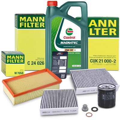 Mann-filter Inspektionspaket Set A + 5l 0W-30 C2 Motoröl für Citroën, Ds, Peugeot von MANN-FILTER