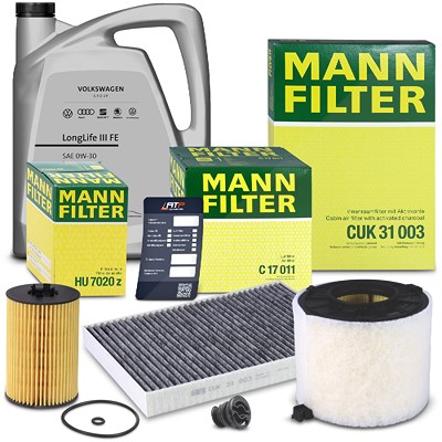 Mann-filter Inspektionspaket Set A + 5l 0W-30 III FE Motoröl für Audi von MANN-FILTER