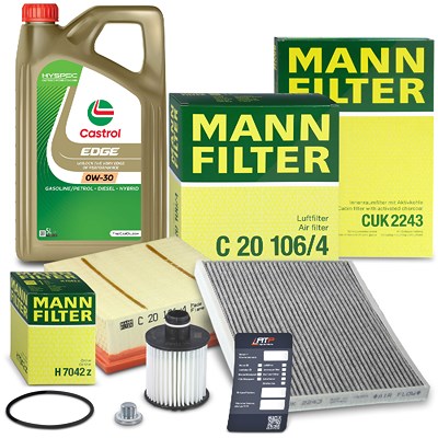 Mann-filter Inspektionspaket Set A + 5l 0W-30 Motoröl für Opel von MANN-FILTER