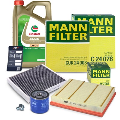 Mann-filter Inspektionspaket Set A + 5l 0W-30 Motoröl für Opel von MANN-FILTER