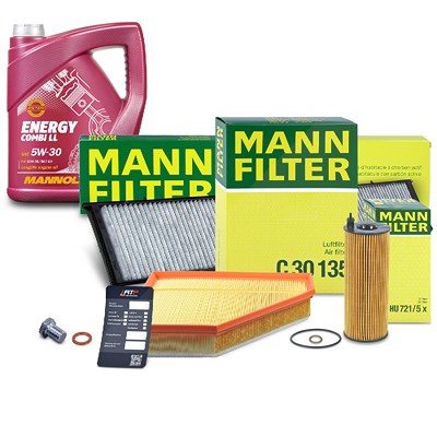 Mann-filter Inspektionspaket Set A + 5l 5W-30 Motoröl für Alpina, BMW von MANN-FILTER