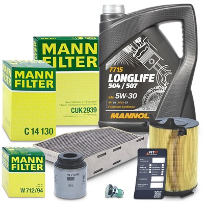 Mann-filter Inspektionspaket Set A + 5l 5W-30 Motoröl für Audi, Seat, Skoda, VW von MANN-FILTER