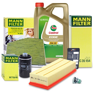 Mann-filter Inspektionspaket Set A + 5l 5W-30 Motoröl für Audi, Seat, Skoda, VW von MANN-FILTER