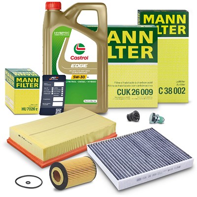 Mann-filter Inspektionspaket Set A + 5l 5W-30 Motoröl für Skoda, VW von MANN-FILTER