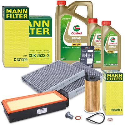 Mann-filter Inspektionspaket Set A + 7l 5W-30 Motoröl für Alpina, BMW von MANN-FILTER