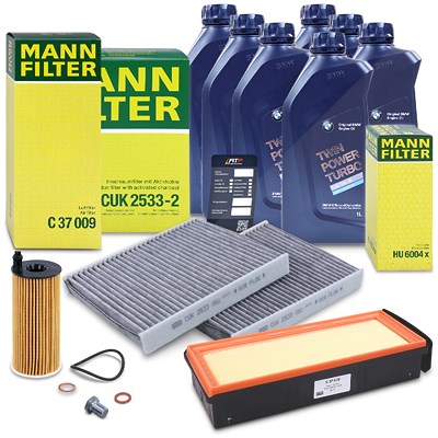 Mann-filter Inspektionspaket Set A + 7l 5W-30 Motoröl für Alpina, BMW von MANN-FILTER