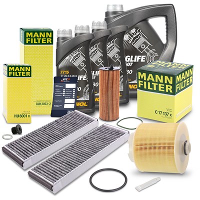 Mann-filter Inspektionspaket Set A + 8l 5W-30 Motoröl für Audi von MANN-FILTER