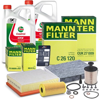 Mann-filter Inspektionspaket Set B + 10l 5W-30 Motoröl für Fiat, Nissan, Renault von MANN-FILTER